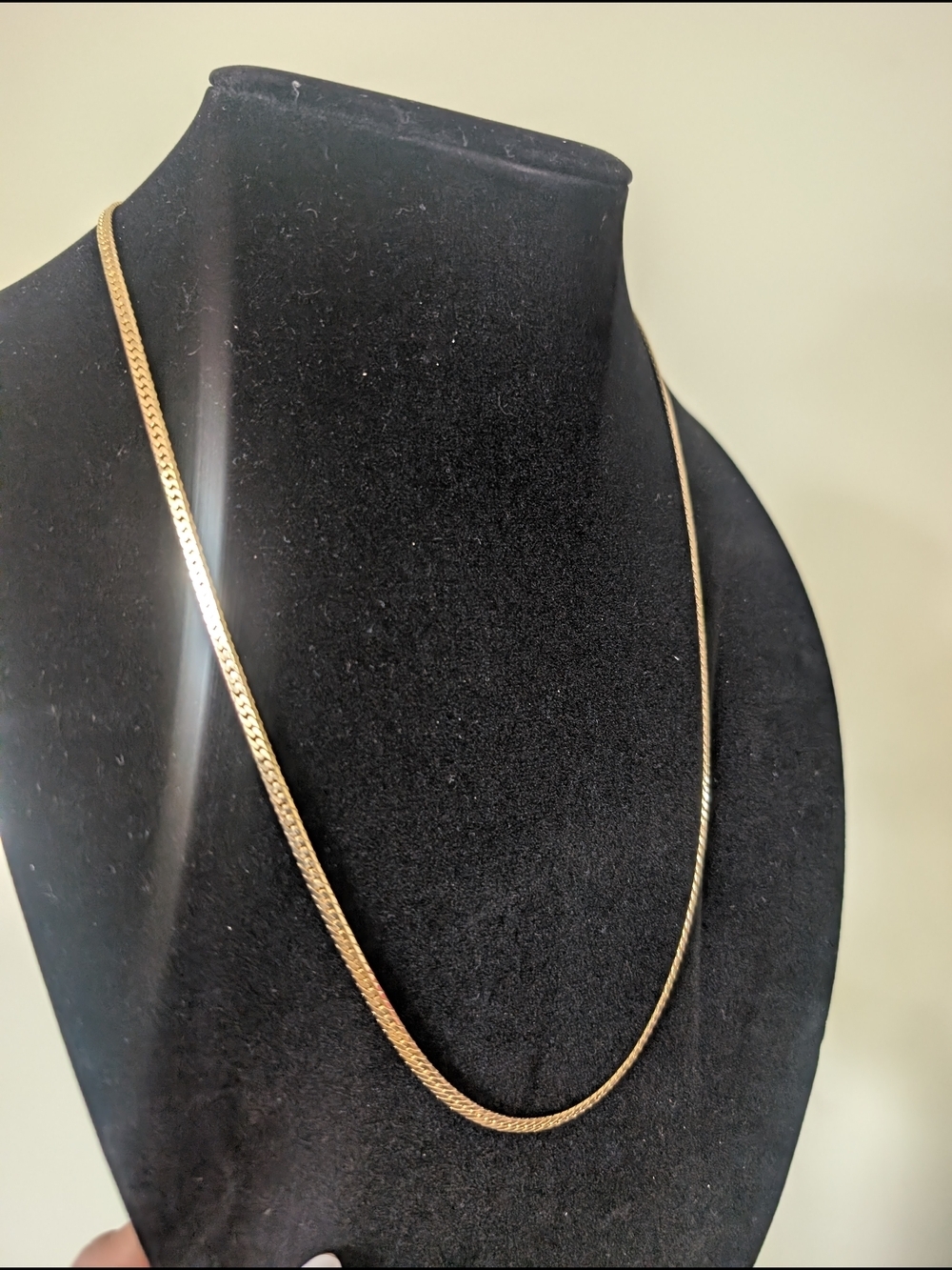 Goldtone Herringbone Chain Necklace - Picture 10 of 10
